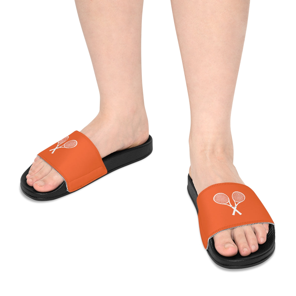 Tennis Racket Women's Slide Sandals - Orange (WS-T-OWR)