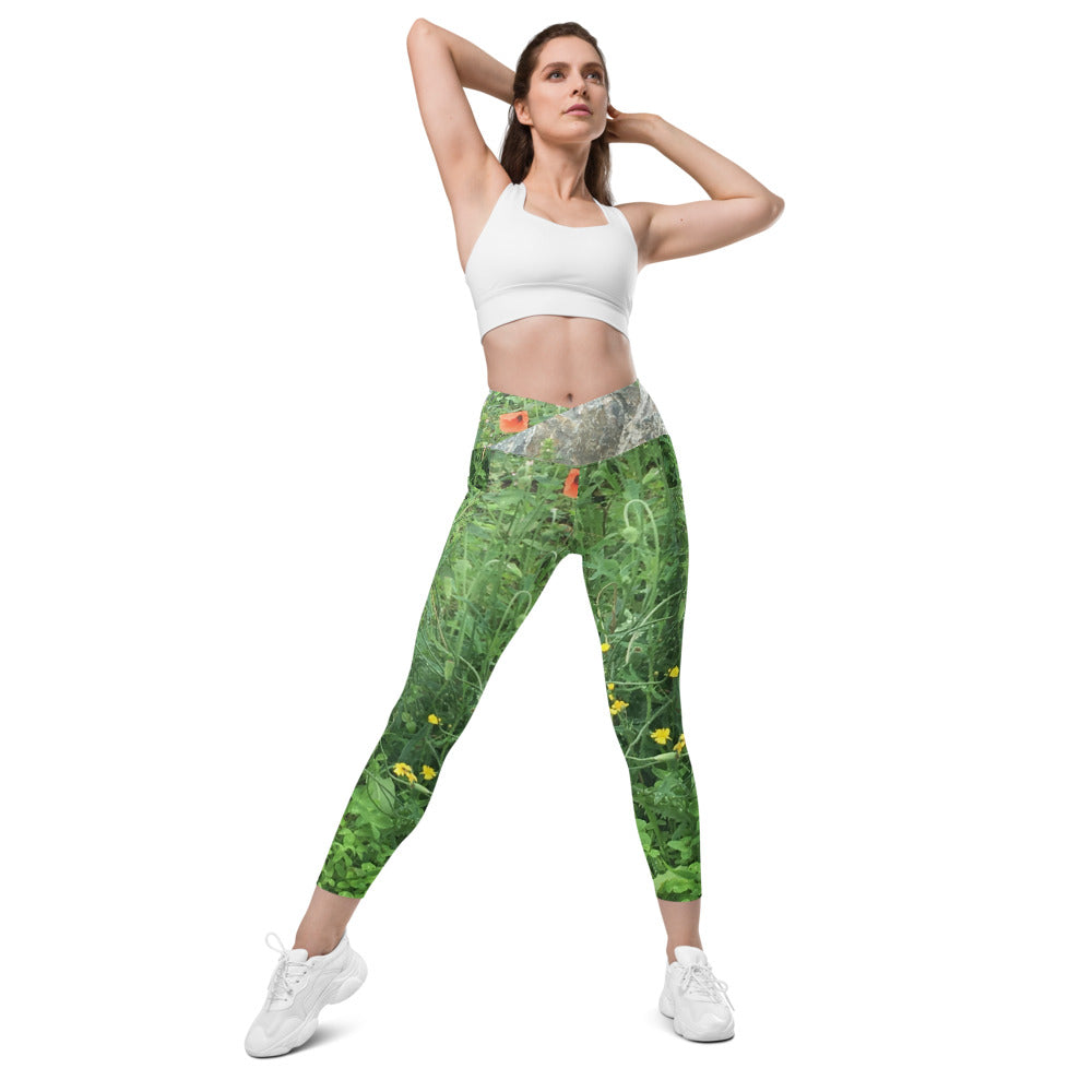 Poppies Crossover Leggings with Pockets