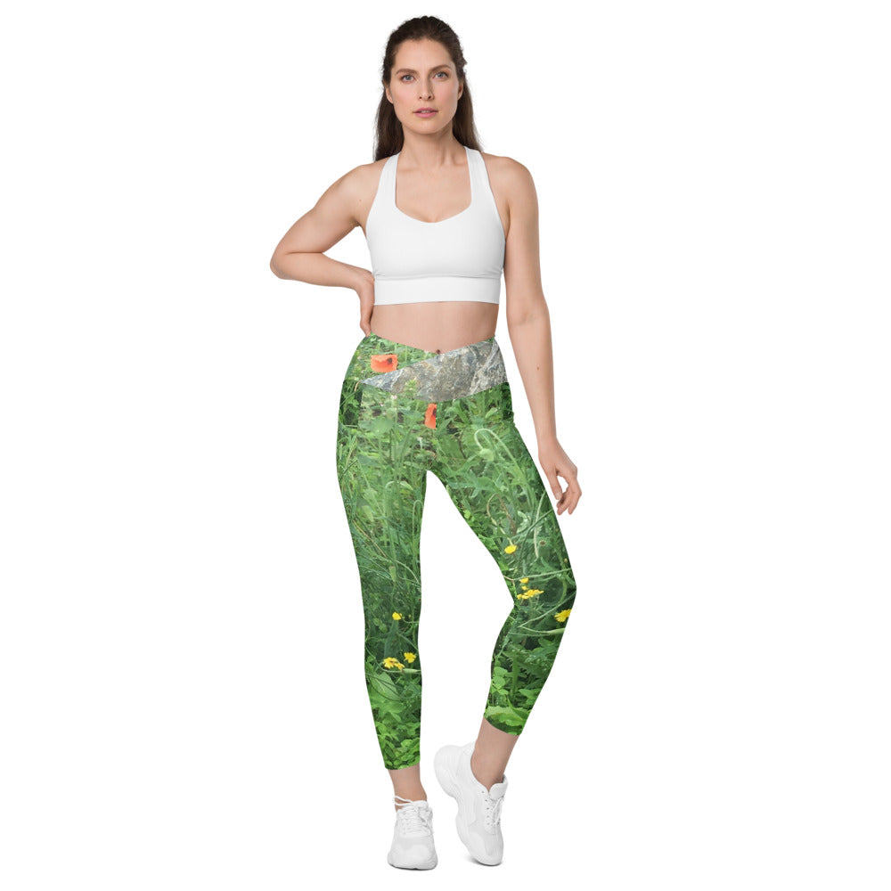 Poppies Crossover Leggings with Pockets