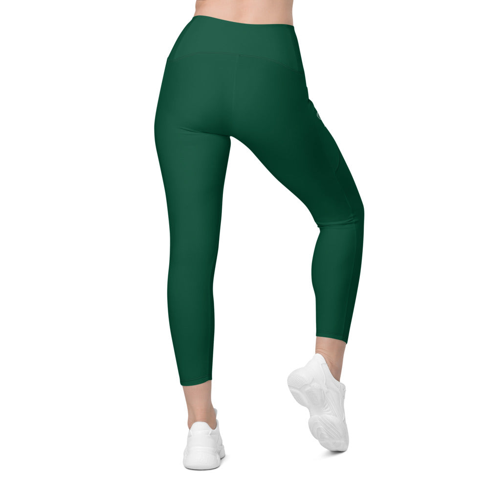 Tennis Racket Leggings with Pockets - Dk Green