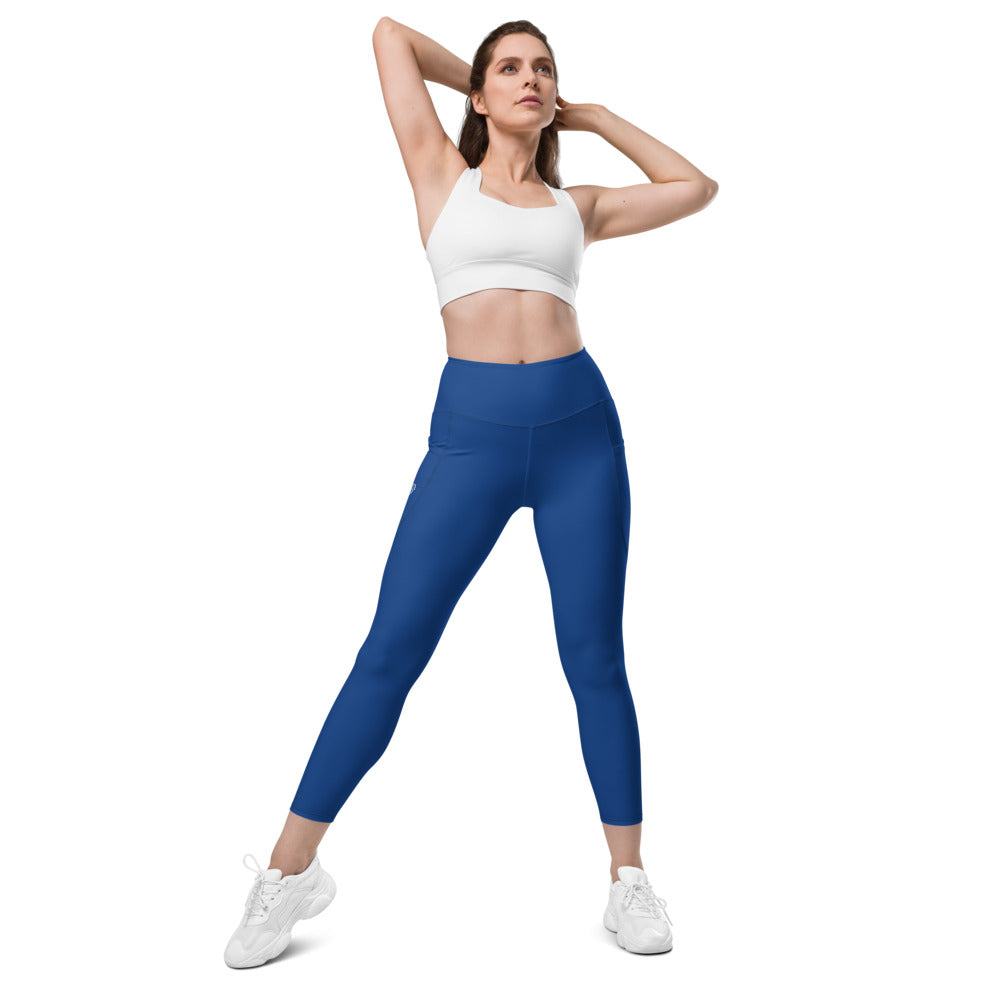 Tennis Racket Leggings with Pockets - Blue