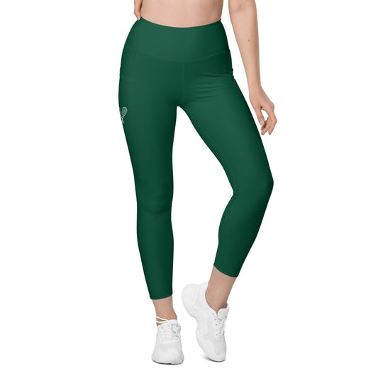 Tennis Racket Leggings with Pockets - Dk Green