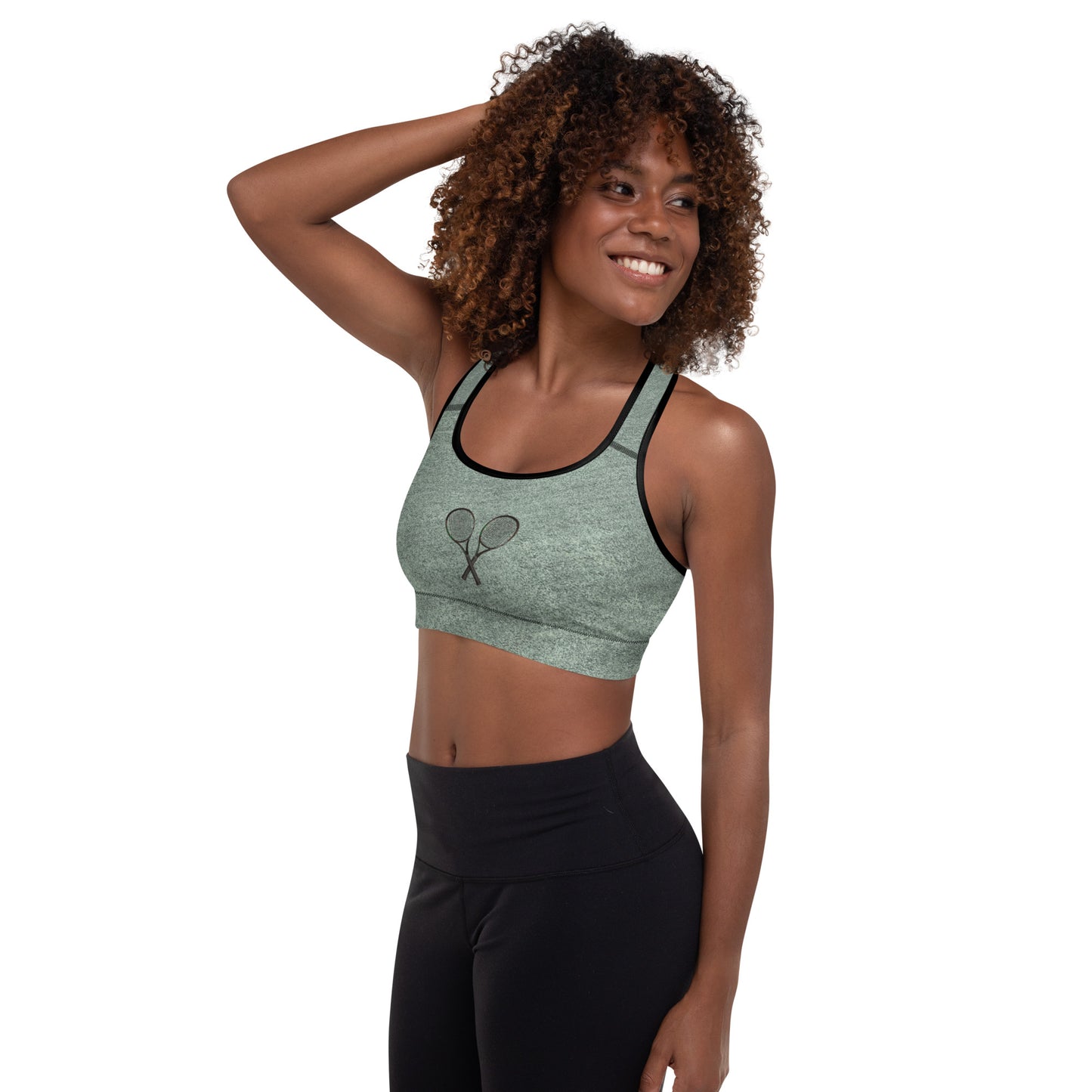 Tennis Racket Sports Bra - Clay/Black Racket