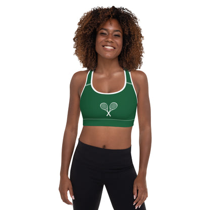 Tennis Racket Sports Bra - Dk Green