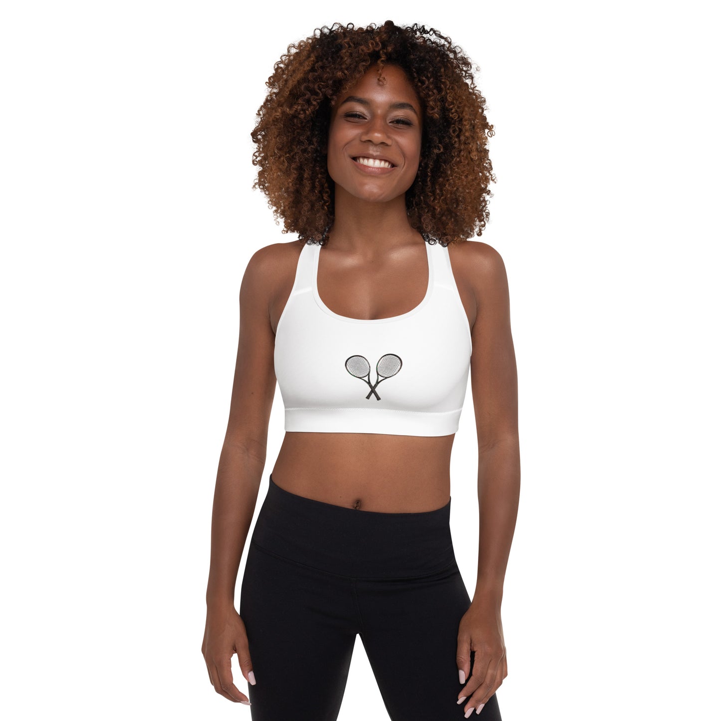 Tennis Racket Sports Bra - White