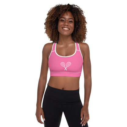 Tennis Racket Sports Bra - Pink Rose