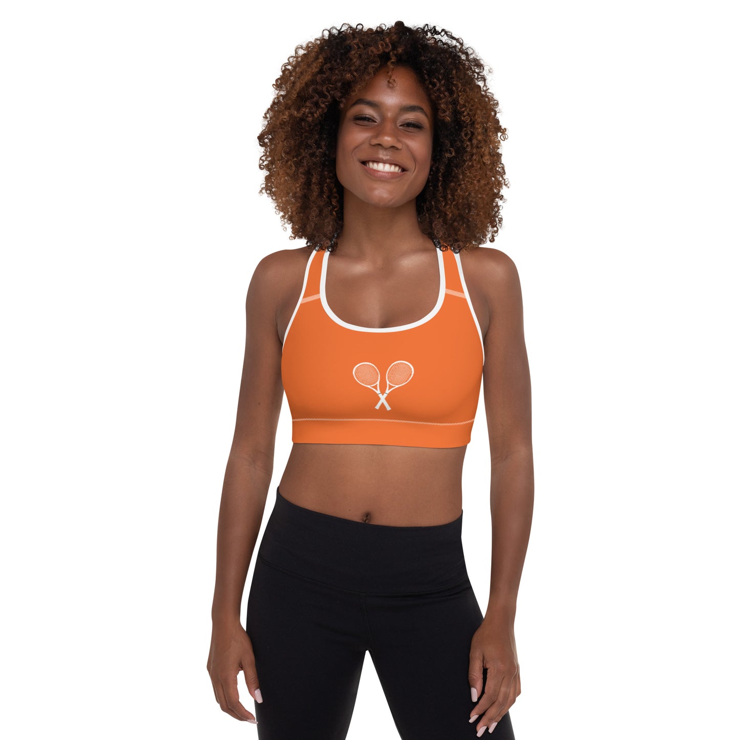 Tennis Racket Sports Bra - Orange