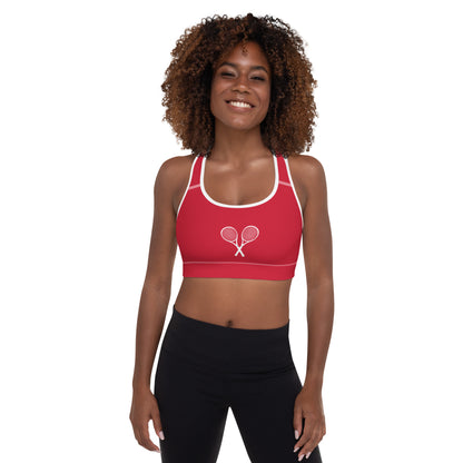 Tennis Racket Sports Bra - Red