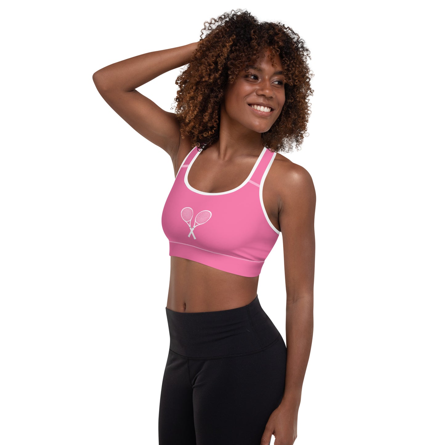 Tennis Racket Sports Bra - Pink Rose