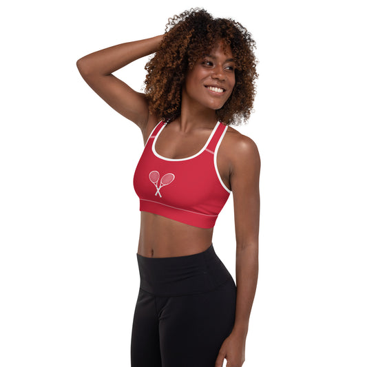 Tennis Racket Sports Bra - Red