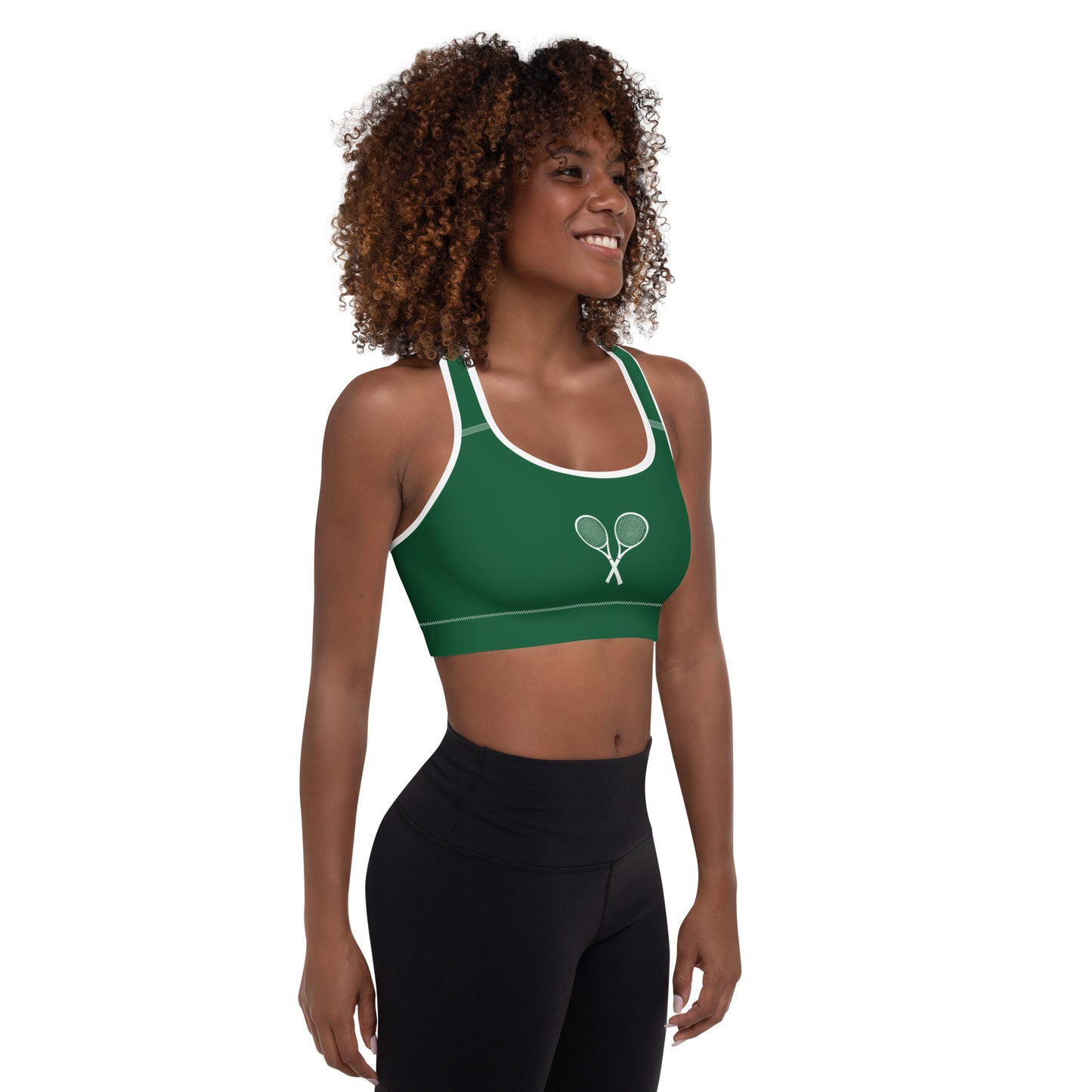 Tennis Racket Sports Bra - Dk Green