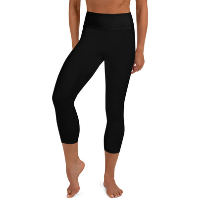 Tennis Racket (Calf) Yoga Capri Leggings - Black