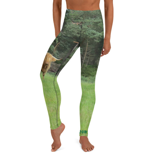 Highland Bull Dark Yoga Leggings